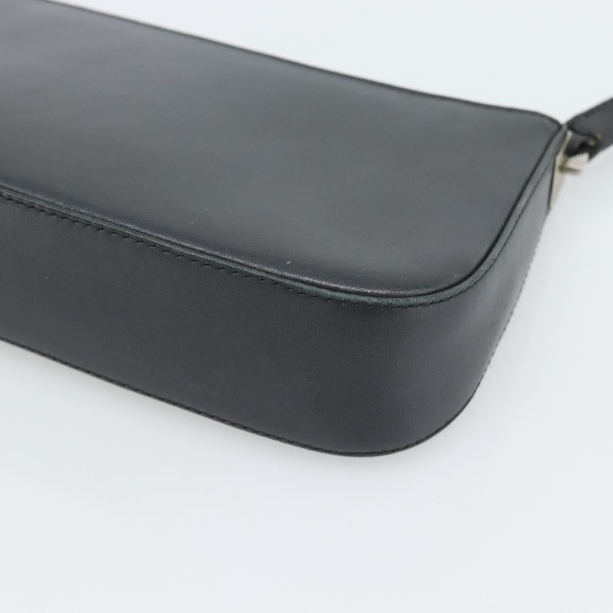 Salvatore Ferragamo Gancini Shoulder Bag Leather Black Silver Auth ka4963