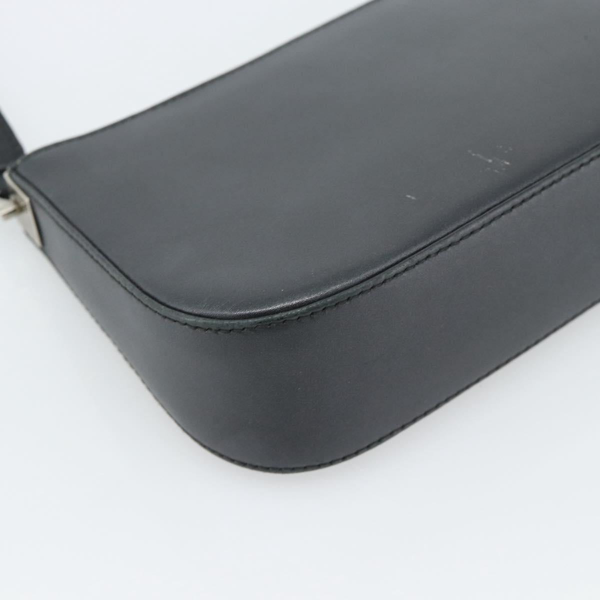 Salvatore Ferragamo Gancini Shoulder Bag Leather Black Silver Auth ka4963