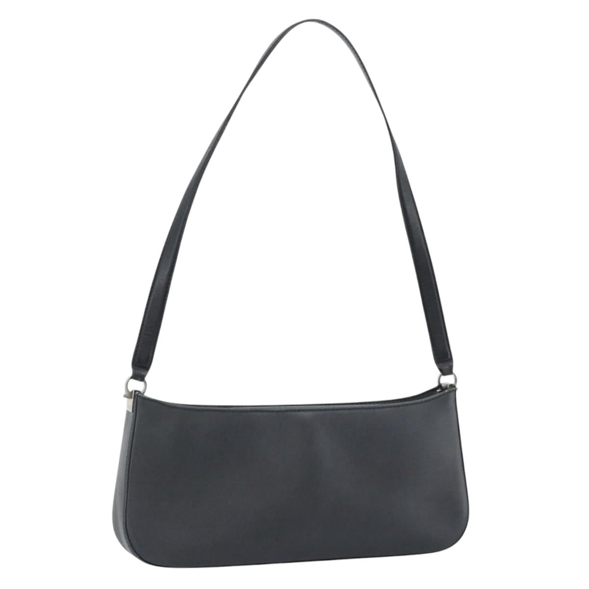 Salvatore Ferragamo Gancini Shoulder Bag Leather Black Silver Auth ka4963