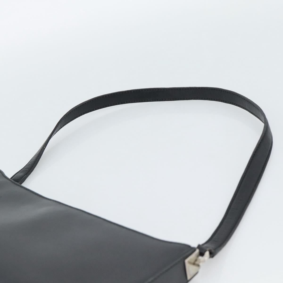 Salvatore Ferragamo Gancini Shoulder Bag Leather Black Silver Auth ka4963