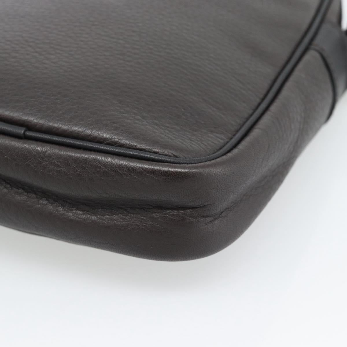 LOEWE Anagram Shoulder Bag Leather Brown Silver Auth ka4964A