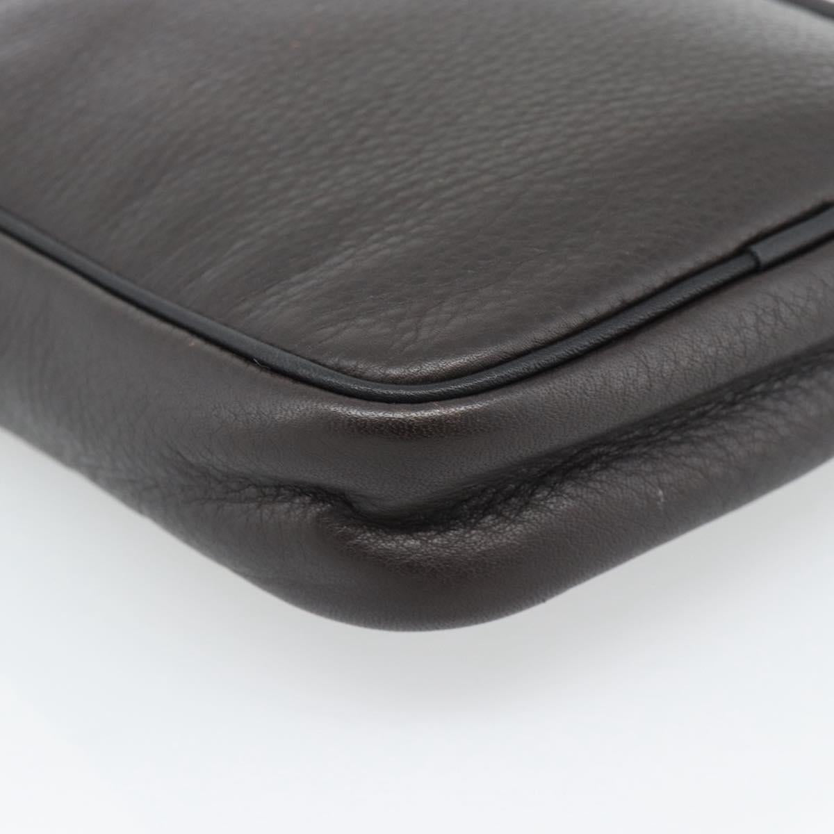 LOEWE Anagram Shoulder Bag Leather Brown Silver Auth ka4964A