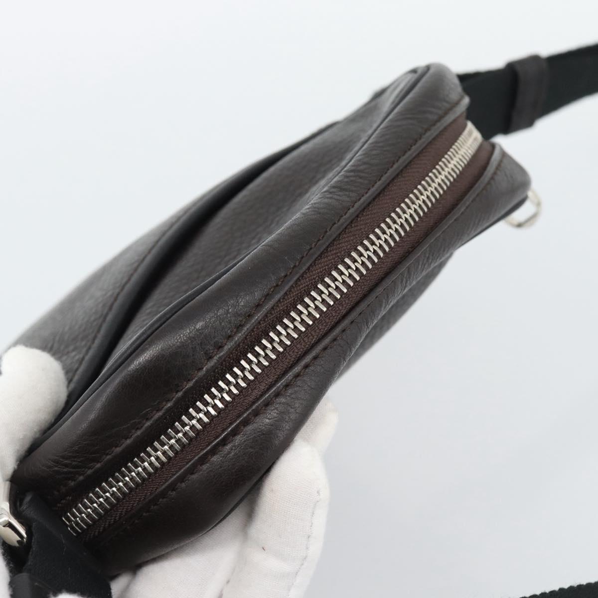 LOEWE Anagram Shoulder Bag Leather Brown Silver Auth ka4964A