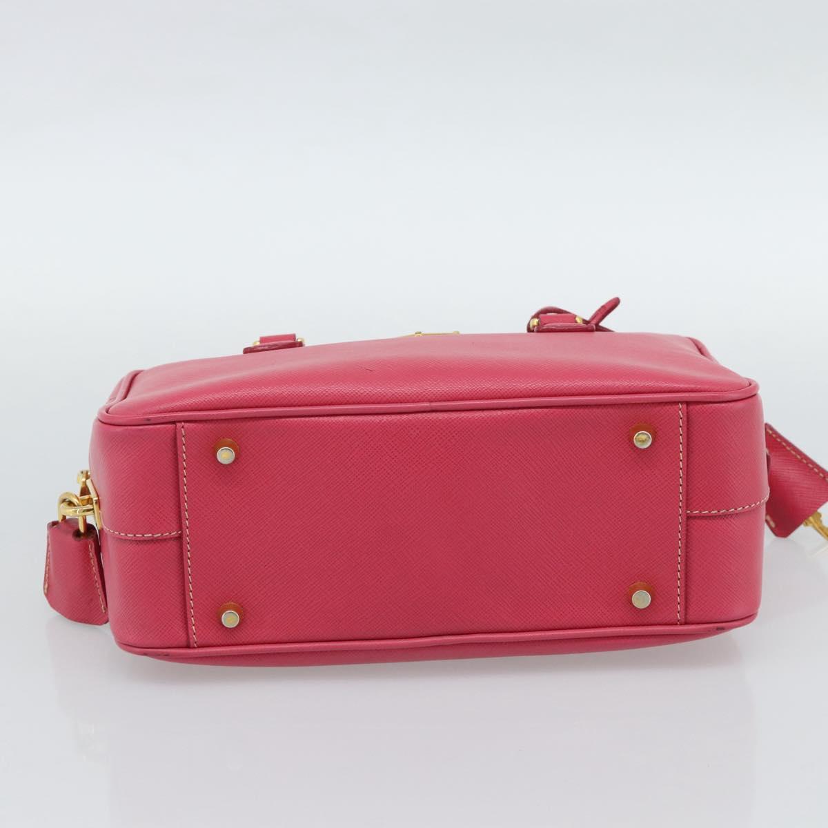 PRADA Hand Bag Saffiano Pink Gold Auth ka4966V