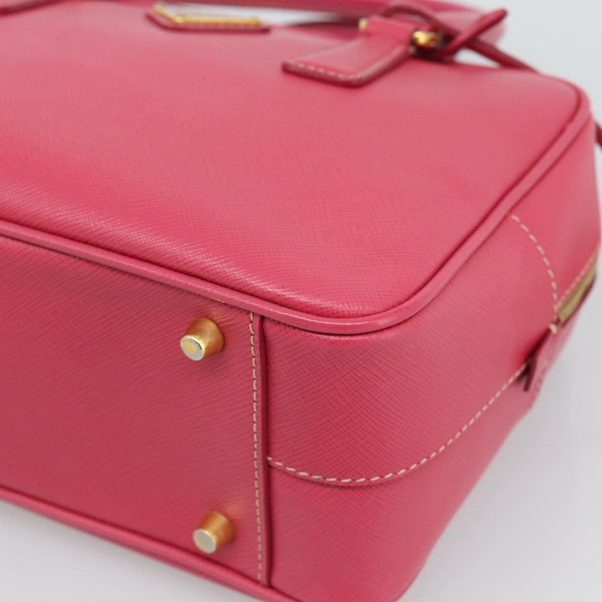 PRADA Hand Bag Saffiano Pink Gold Auth ka4966V