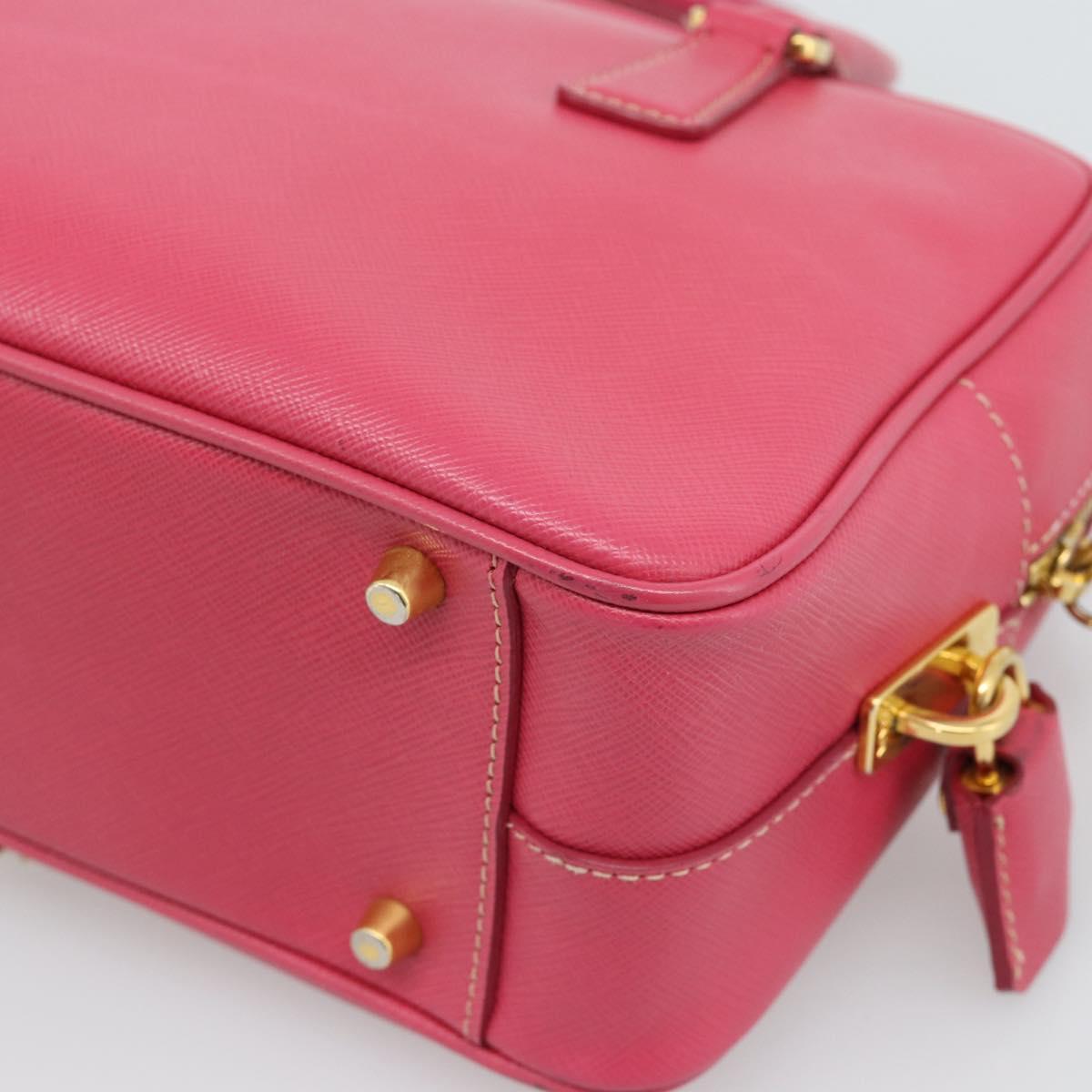 PRADA Hand Bag Saffiano Pink Gold Auth ka4966V
