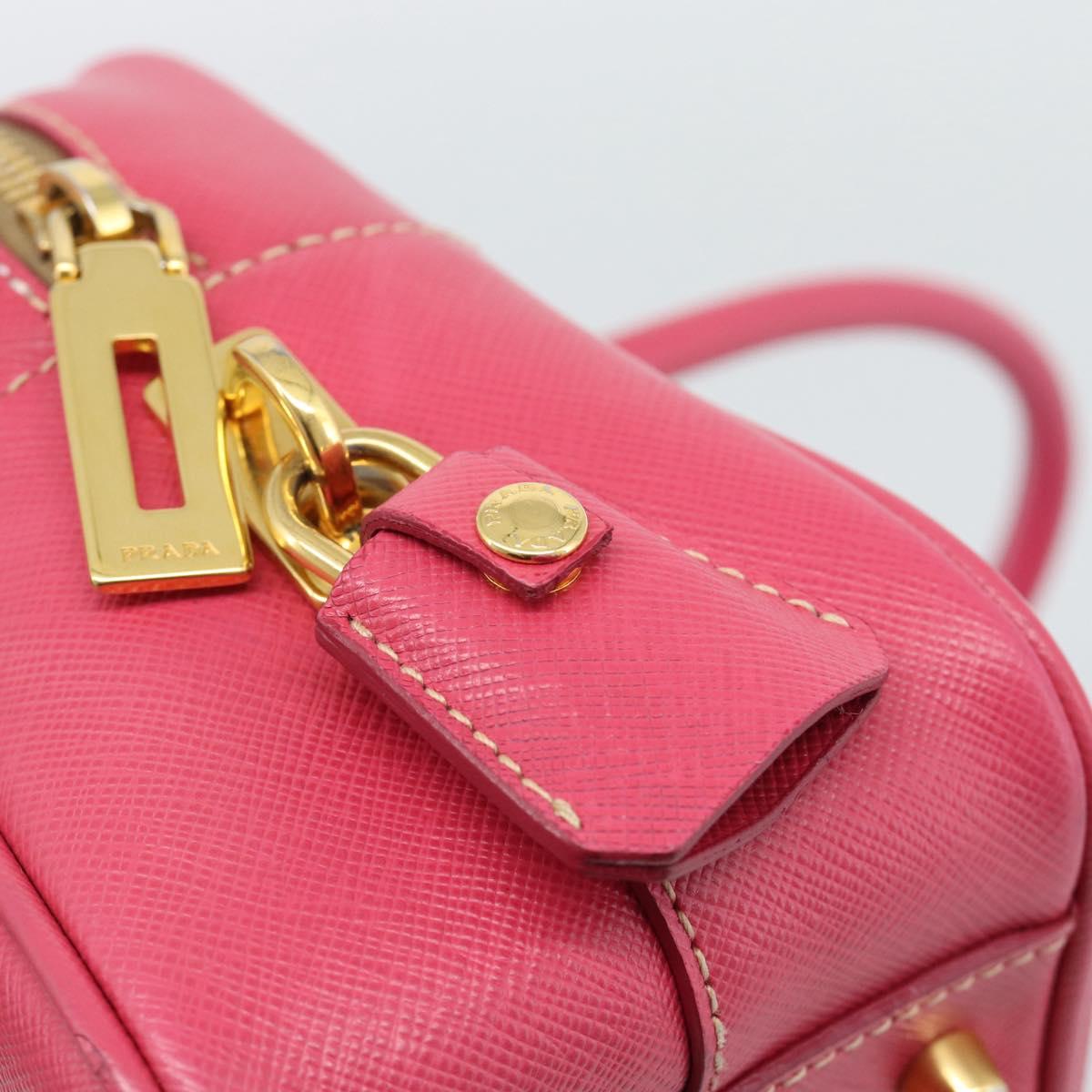 PRADA Hand Bag Saffiano Pink Gold Auth ka4966V