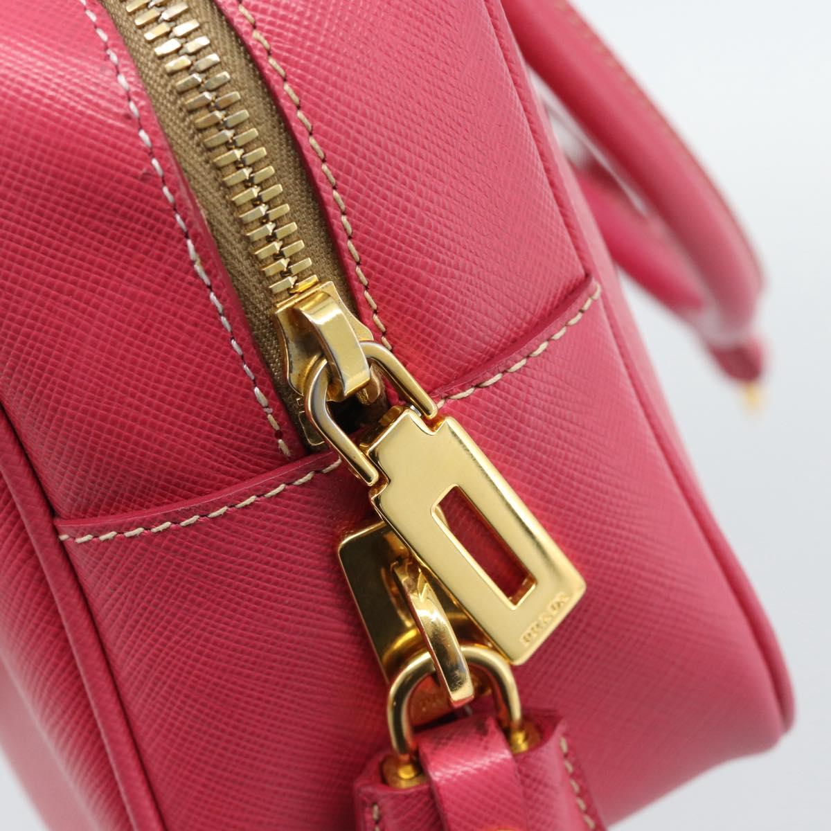 PRADA Hand Bag Saffiano Pink Gold Auth ka4966V