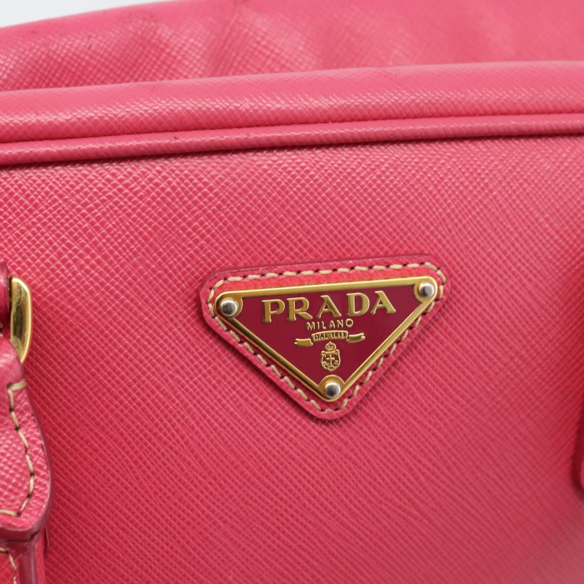 PRADA Hand Bag Saffiano Pink Gold Auth ka4966V