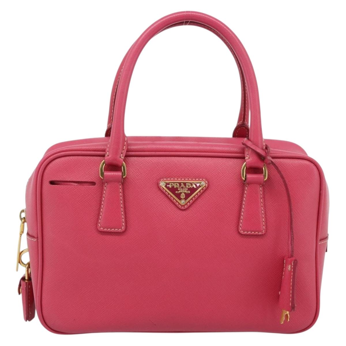 PRADA Hand Bag Saffiano Pink Gold Auth ka4966V