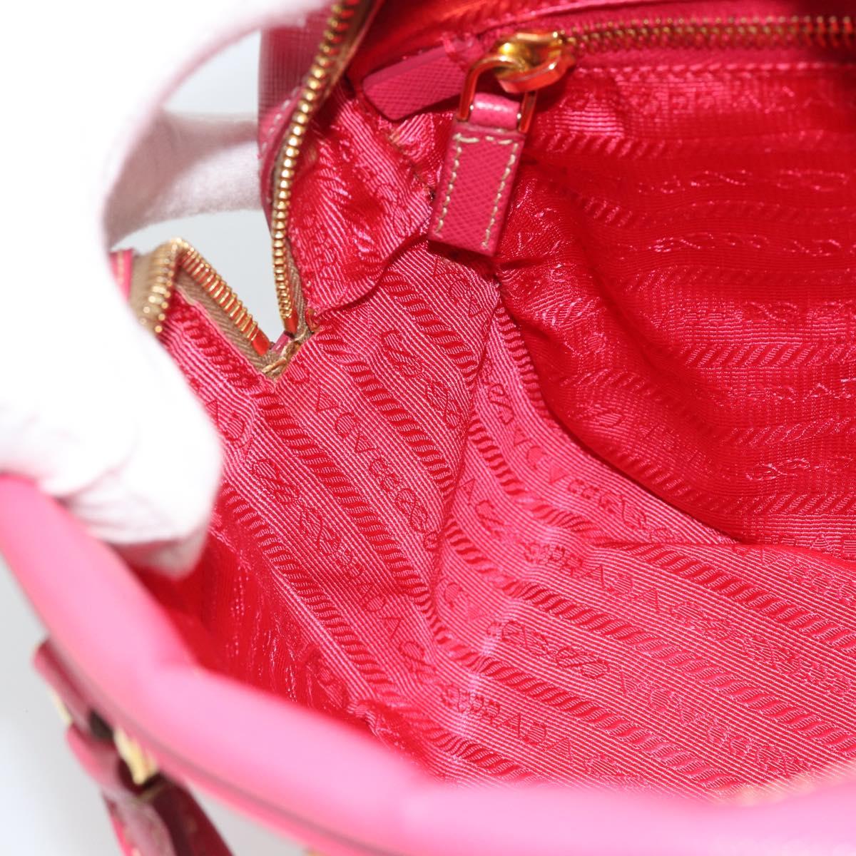 PRADA Hand Bag Saffiano Pink Gold Auth ka4966V