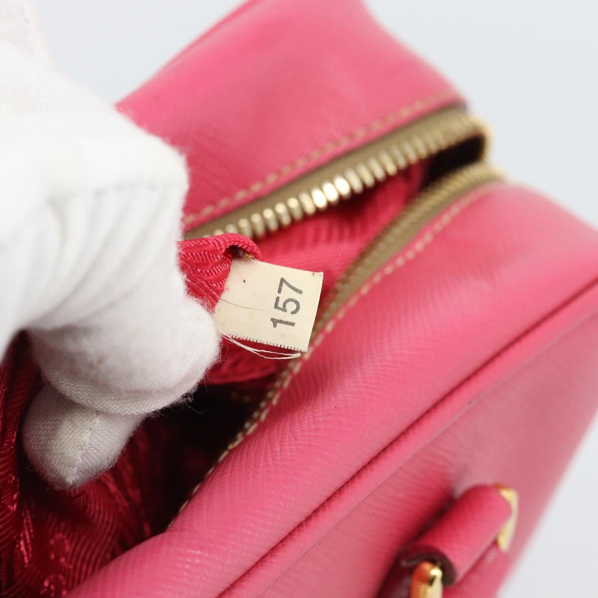 PRADA Hand Bag Saffiano Pink Gold Auth ka4966V