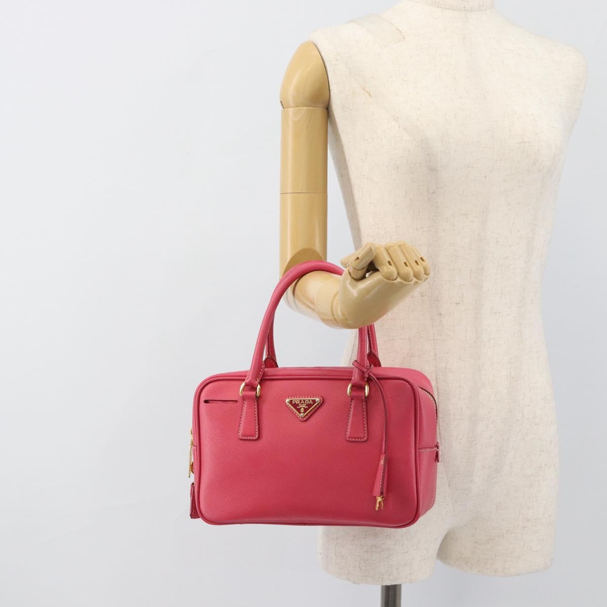 PRADA Hand Bag Saffiano Pink Gold Auth ka4966V
