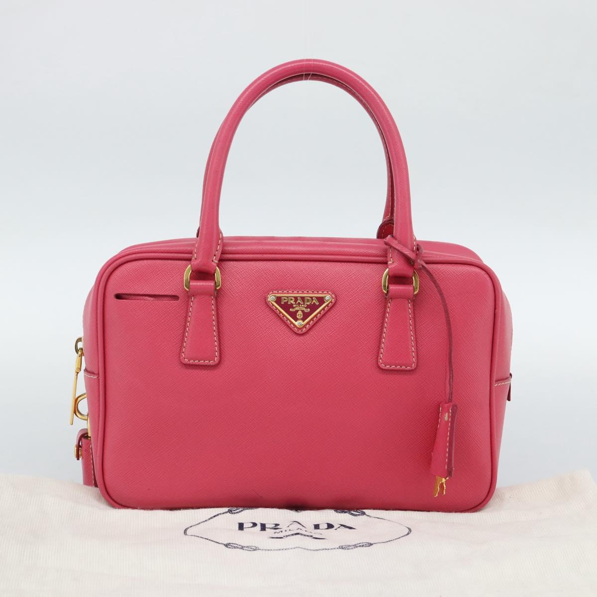 PRADA Hand Bag Saffiano Pink Gold Auth ka4966V
