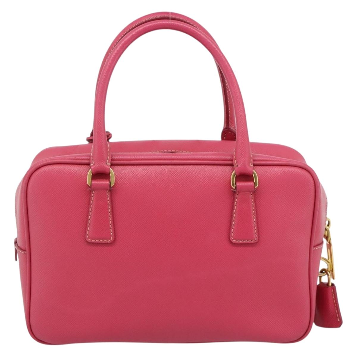 PRADA Hand Bag Saffiano Pink Gold Auth ka4966V