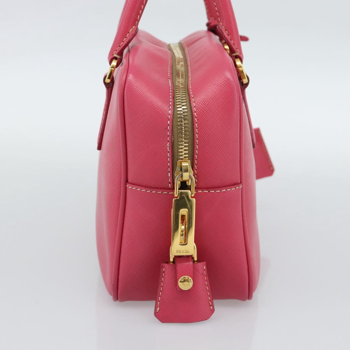 PRADA Hand Bag Saffiano Pink Gold Auth ka4966V
