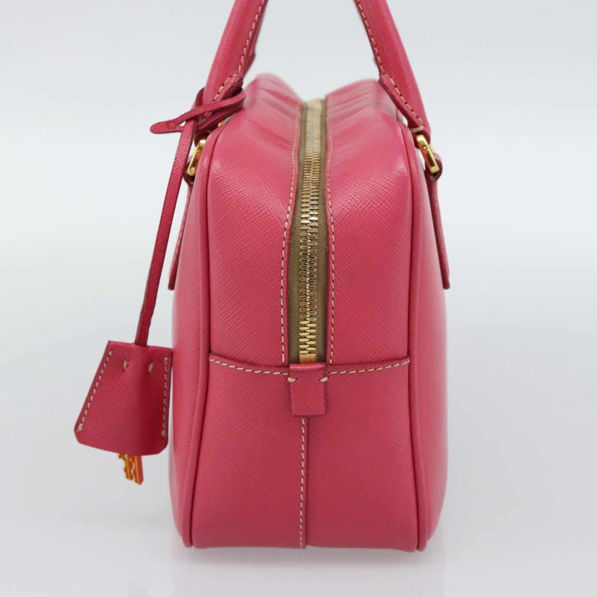PRADA Hand Bag Saffiano Pink Gold Auth ka4966V