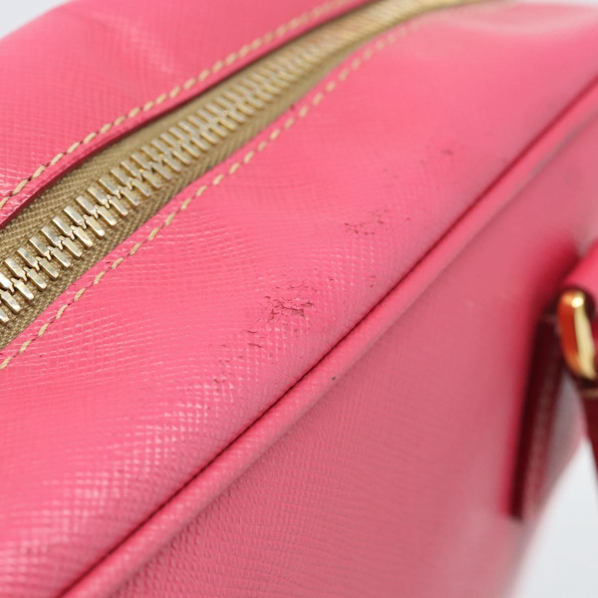 PRADA Hand Bag Saffiano Pink Gold Auth ka4966V