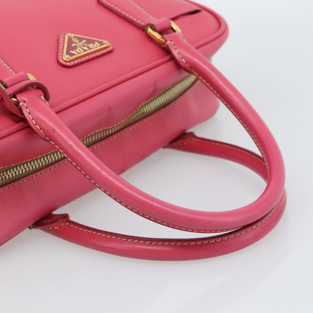 PRADA Hand Bag Saffiano Pink Gold Auth ka4966V