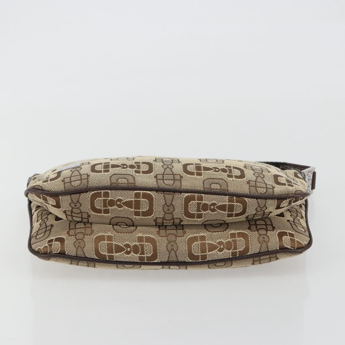 GUCCI Hand Bag Canvas Outlet Beige Silver Auth ka4973
