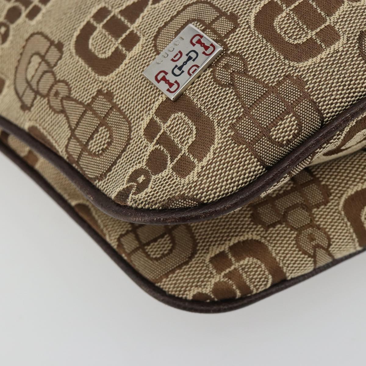 GUCCI Hand Bag Canvas Outlet Beige Silver Auth ka4973