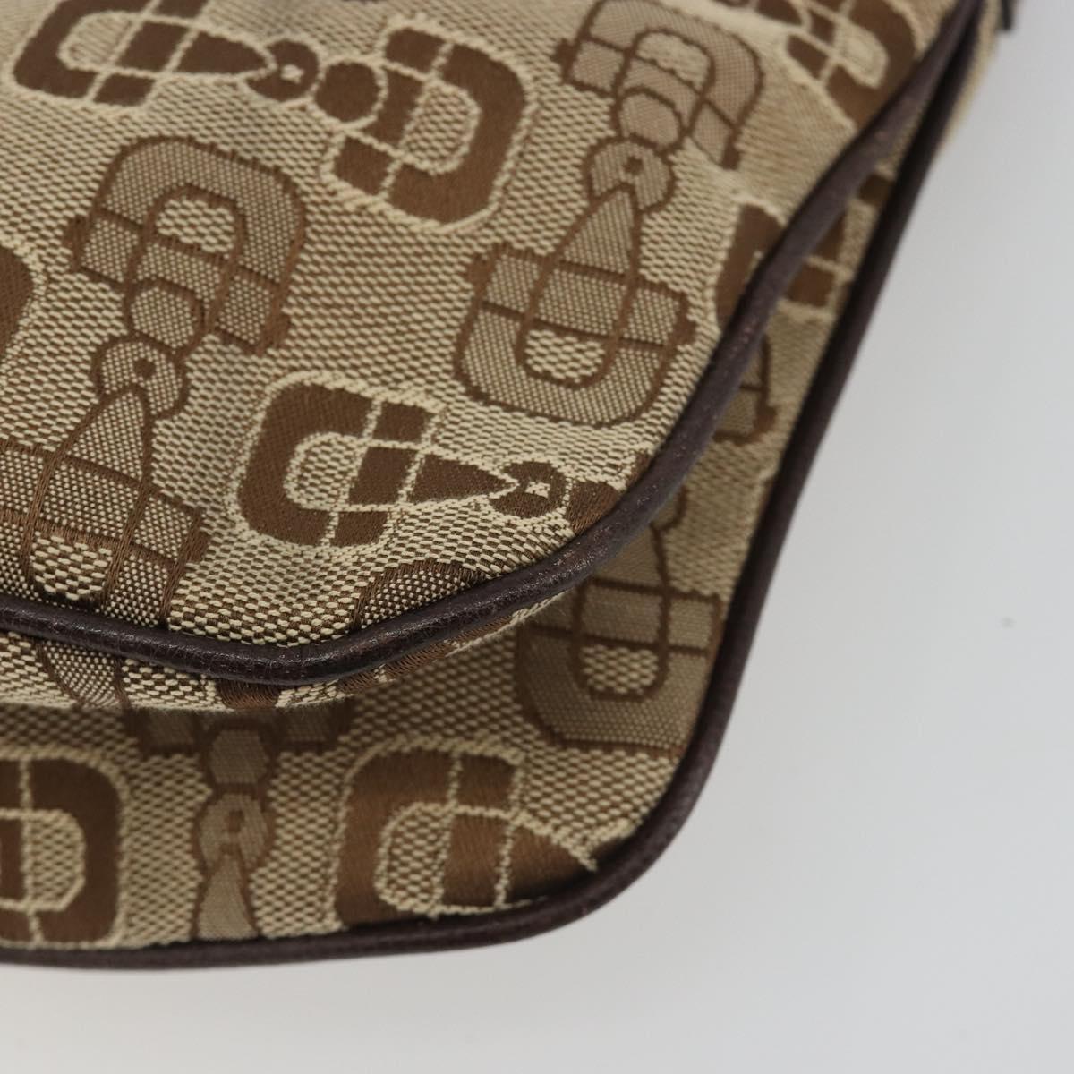 GUCCI Hand Bag Canvas Outlet Beige Silver Auth ka4973