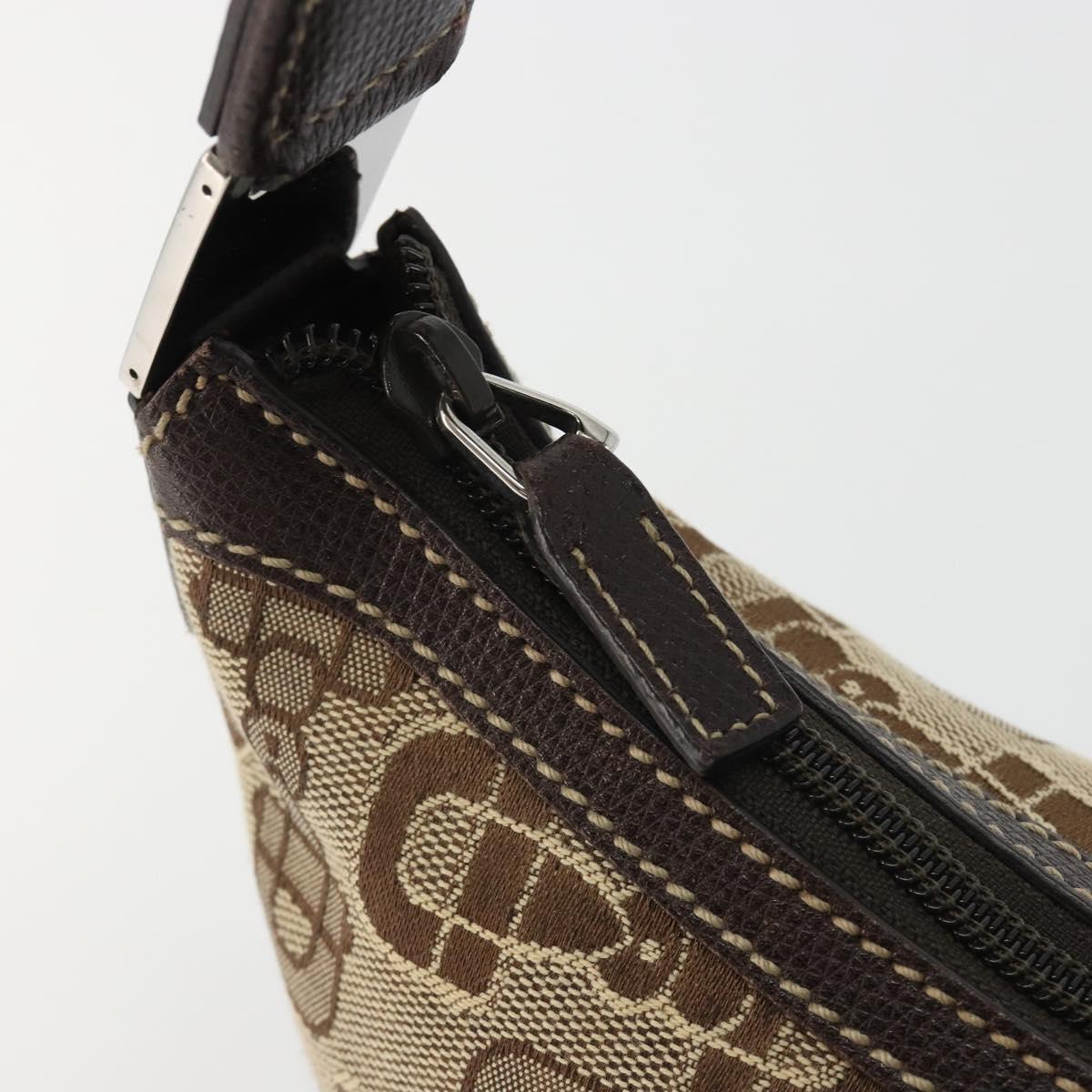 GUCCI Hand Bag Canvas Outlet Beige Silver Auth ka4973