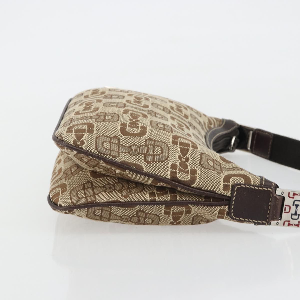 GUCCI Hand Bag Canvas Outlet Beige Silver Auth ka4973
