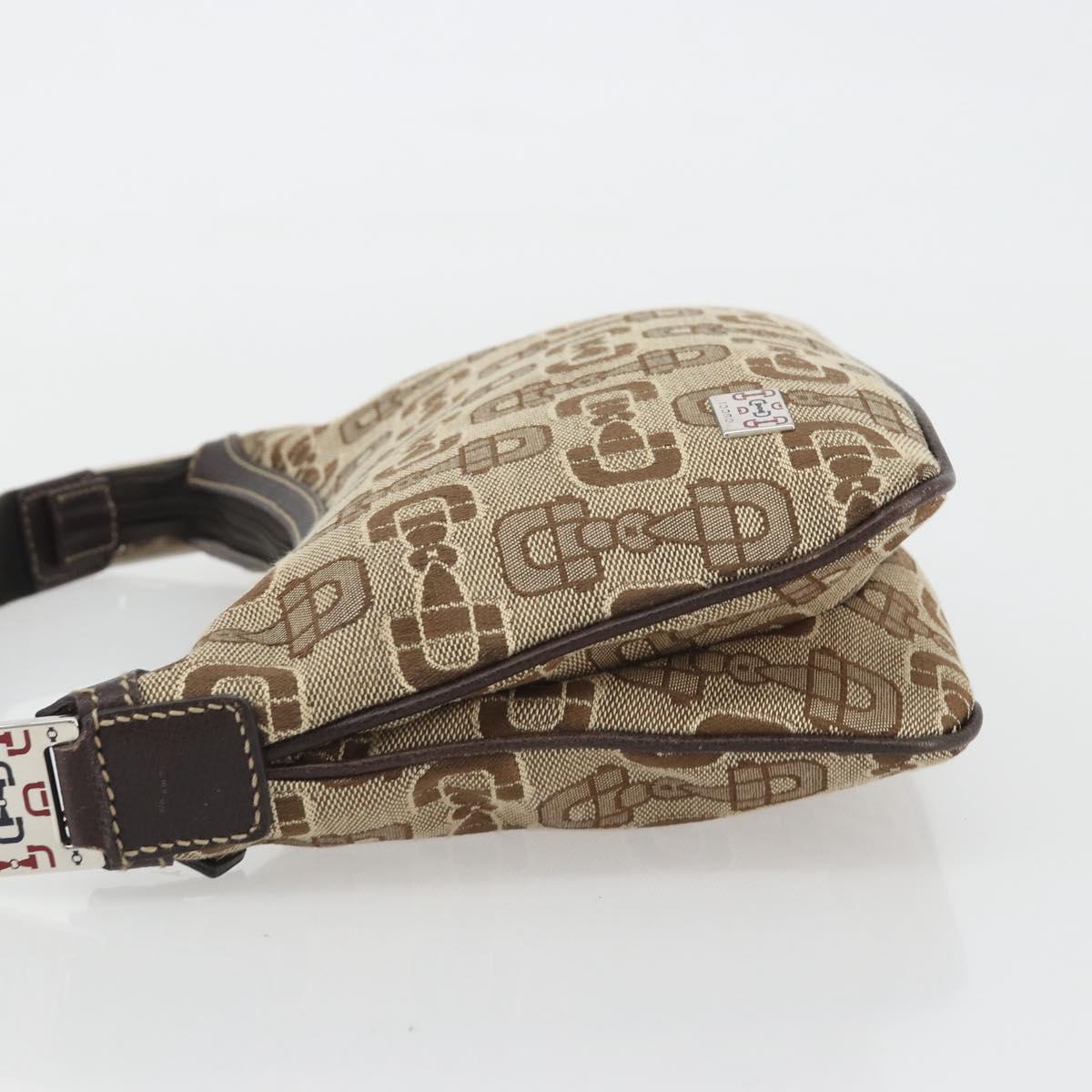 GUCCI Hand Bag Canvas Outlet Beige Silver Auth ka4973