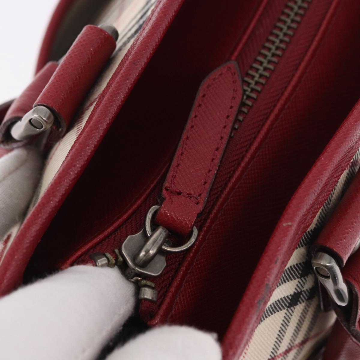 BURBERRY Nova Check Tote Bag Canvas Beige Silver Auth ka4974A