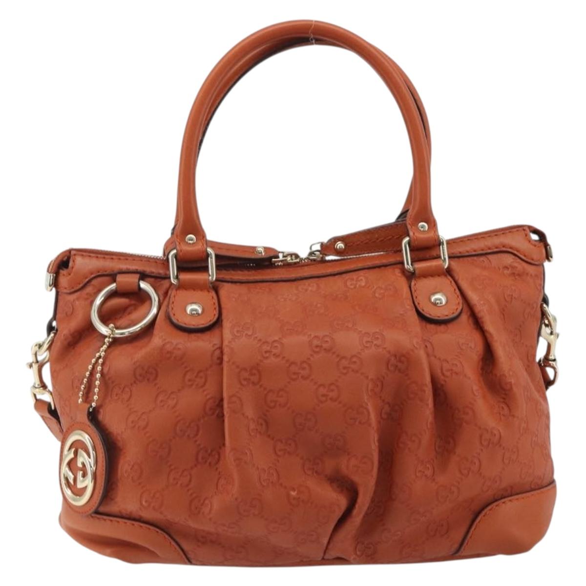GUCCI GG Canvas Guccissima Hand Bag Leather 2way Orange Gold 247902 Auth ka4975A