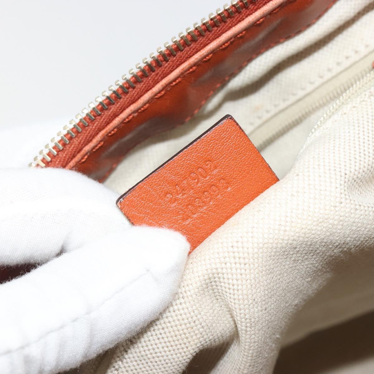 GUCCI GG Canvas Guccissima Hand Bag Leather 2way Orange Gold 247902 Auth ka4975A