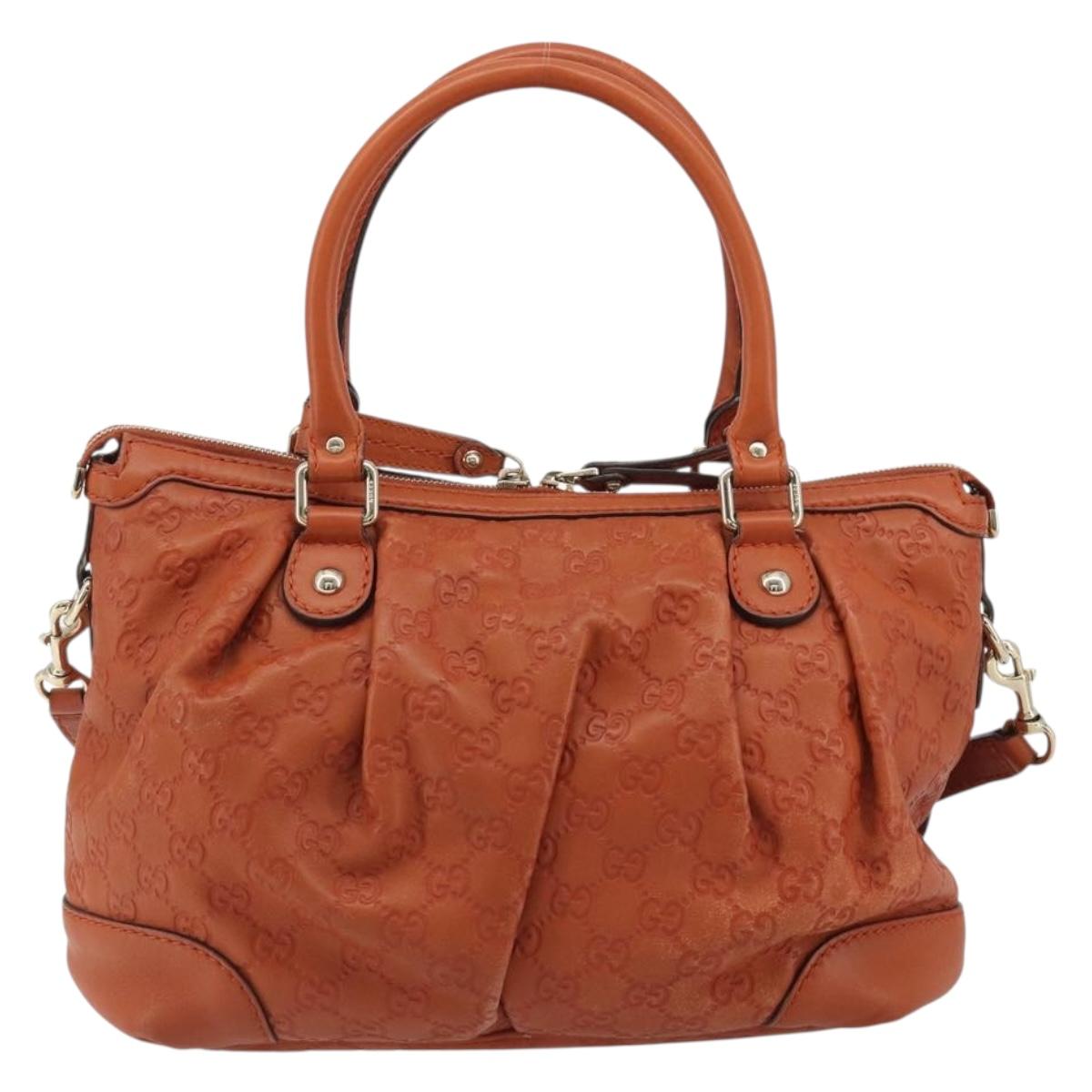 GUCCI GG Canvas Guccissima Hand Bag Leather 2way Orange Gold 247902 Auth ka4975A
