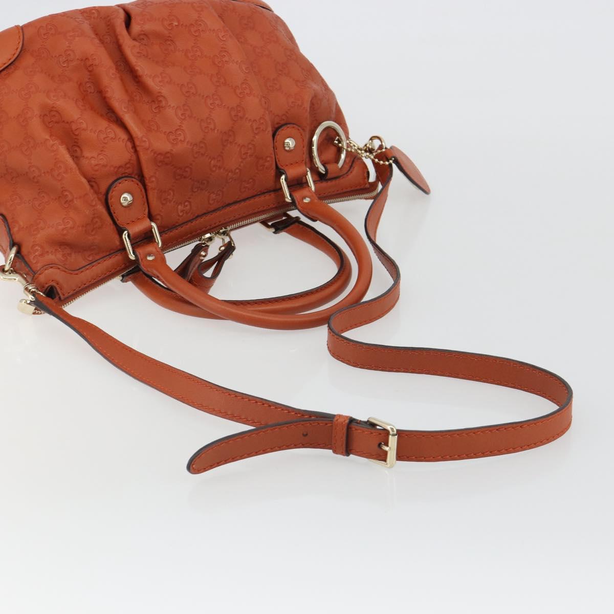 GUCCI GG Canvas Guccissima Hand Bag Leather 2way Orange Gold 247902 Auth ka4975A