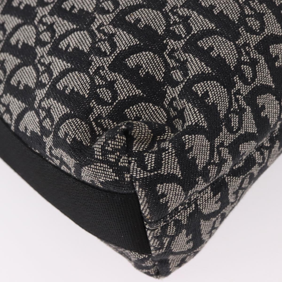 Christian Dior Trotter Canvas Shoulder Bag Navy Silver Auth ka4978