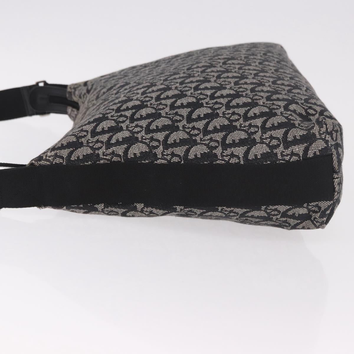 Christian Dior Trotter Canvas Shoulder Bag Navy Silver Auth ka4978