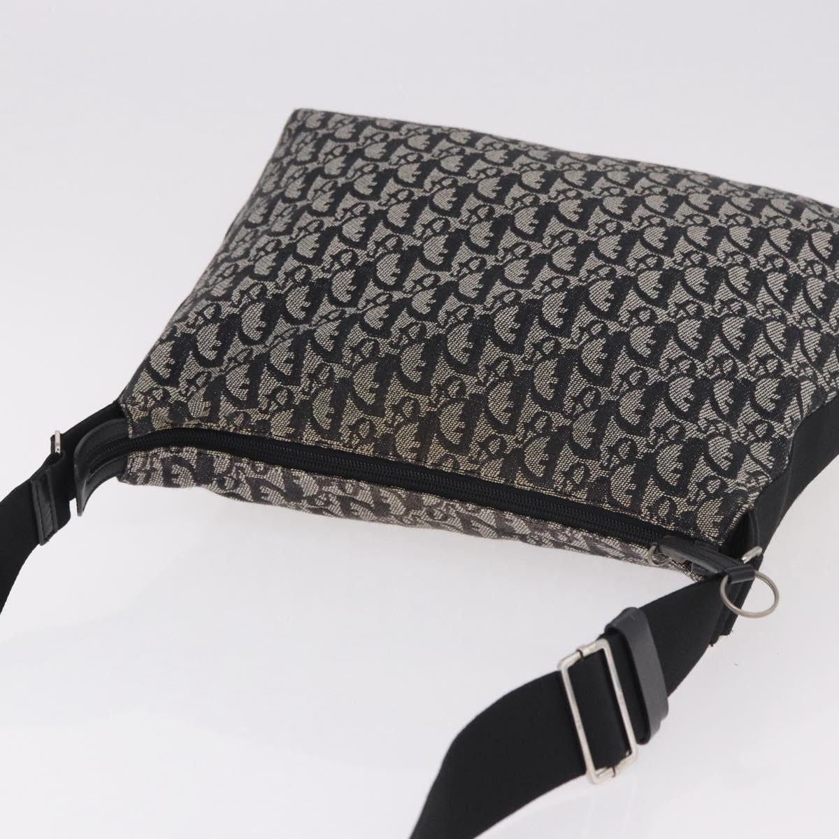 Christian Dior Trotter Canvas Shoulder Bag Navy Silver Auth ka4978
