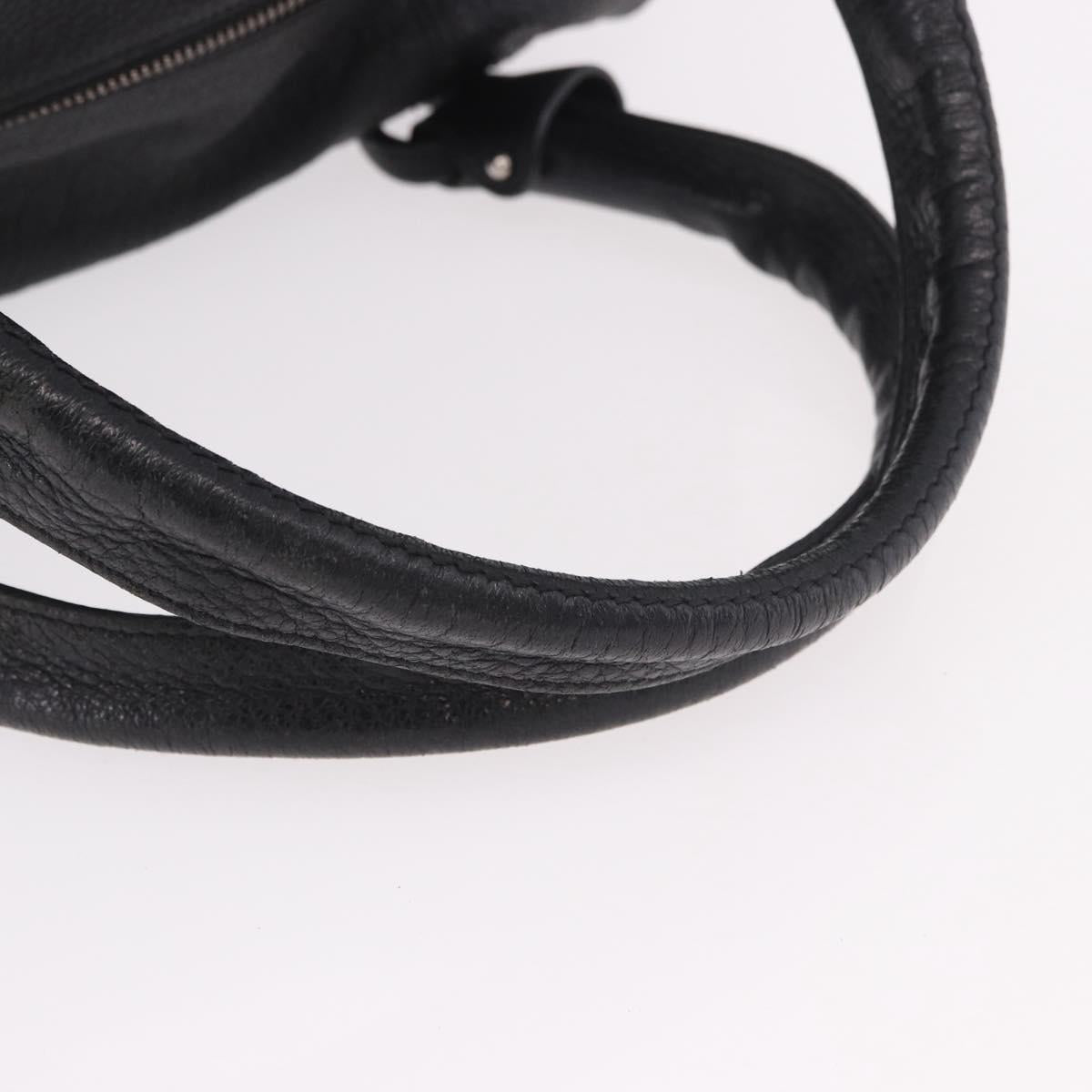 Salvatore Ferragamo Hand Bag Leather Black Silver Auth ka4979