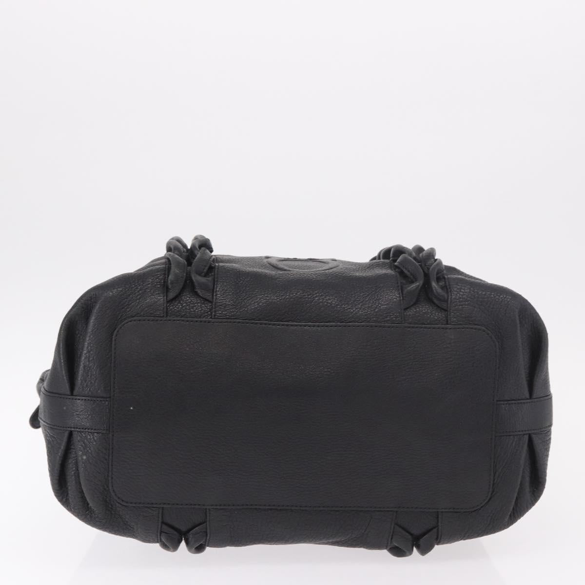 Salvatore Ferragamo Hand Bag Leather Black Silver Auth ka4979