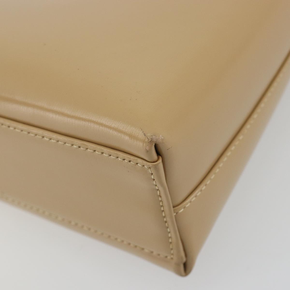 Salvatore Ferragamo Gancini Shoulder Bag Leather Beige Gold Auth ka4982