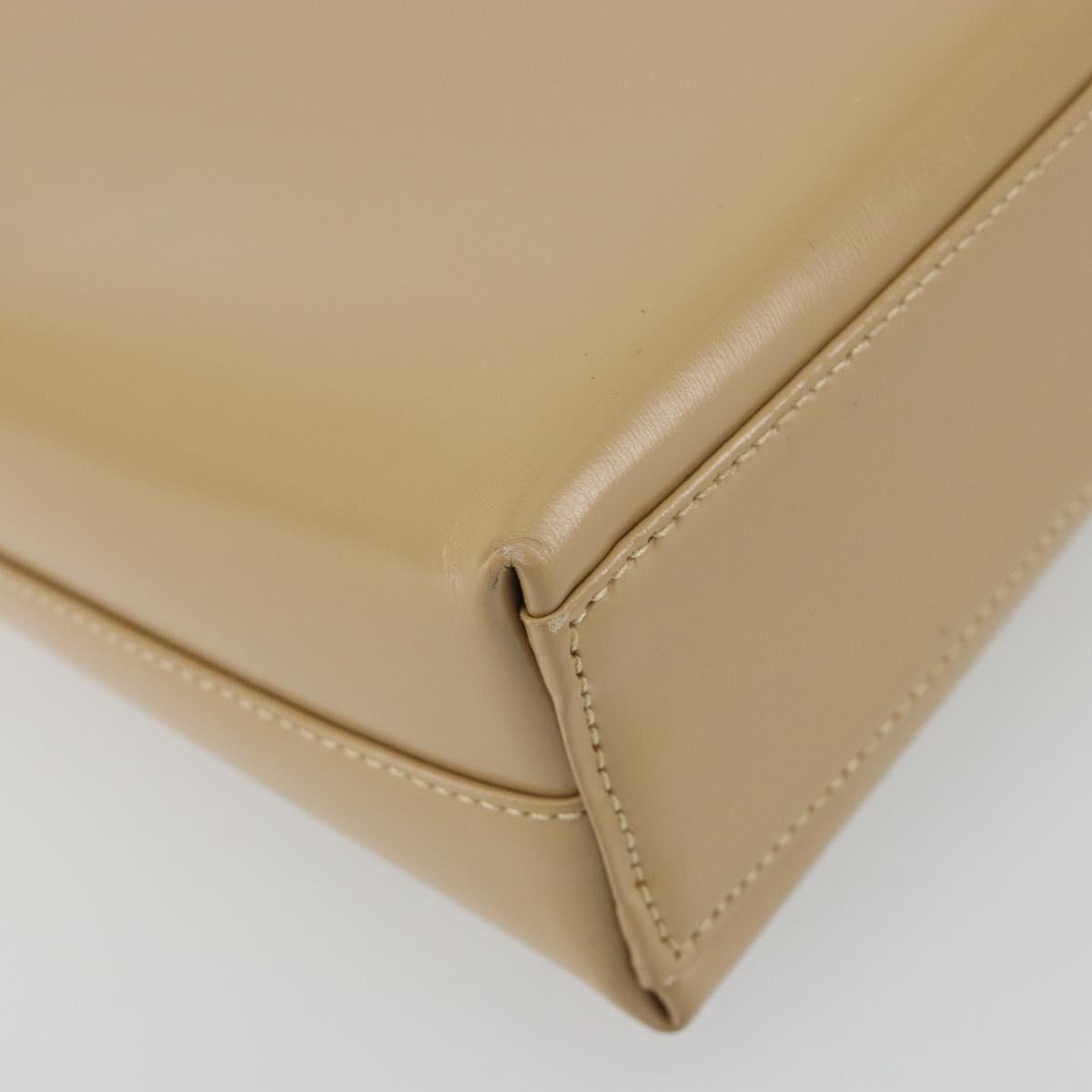 Salvatore Ferragamo Gancini Shoulder Bag Leather Beige Gold Auth ka4982