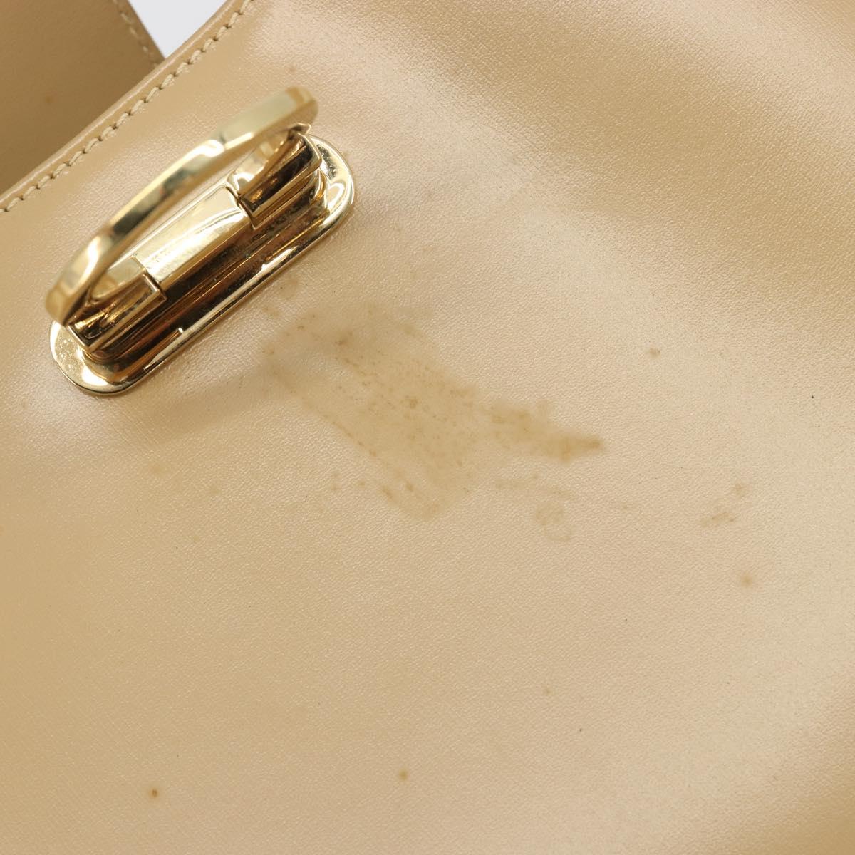 Salvatore Ferragamo Gancini Shoulder Bag Leather Beige Gold Auth ka4982