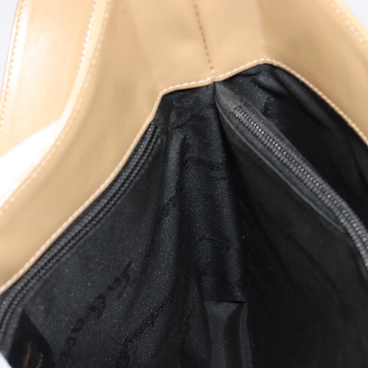Salvatore Ferragamo Gancini Shoulder Bag Leather Beige Gold Auth ka4982