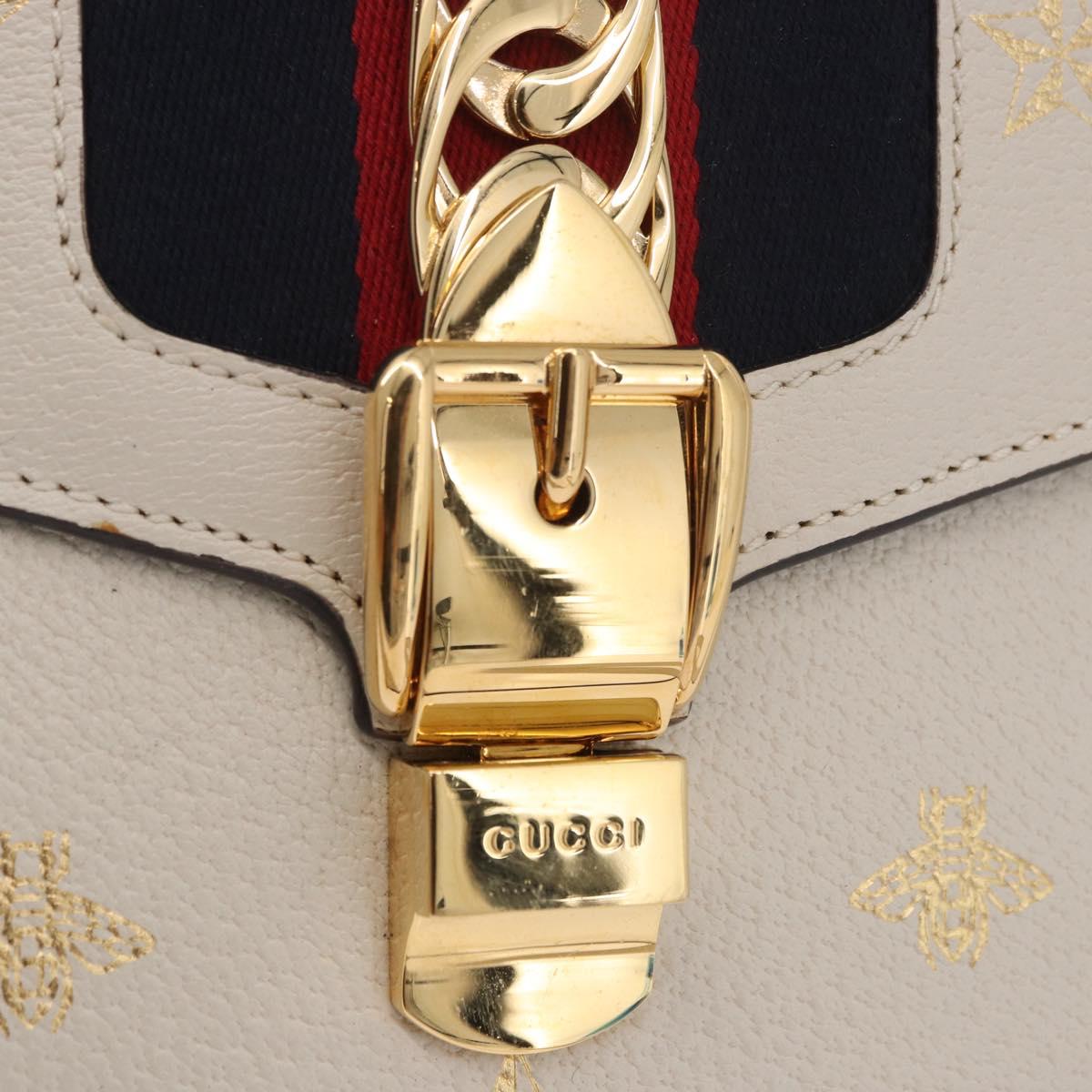 GUCCI Silvi Sherry Line Shoulder Bag Leather Ivory Gold 524405 Auth ka4983M