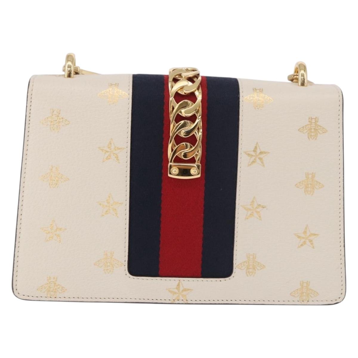 GUCCI Silvi Sherry Line Shoulder Bag Leather Ivory Gold 524405 Auth ka4983M