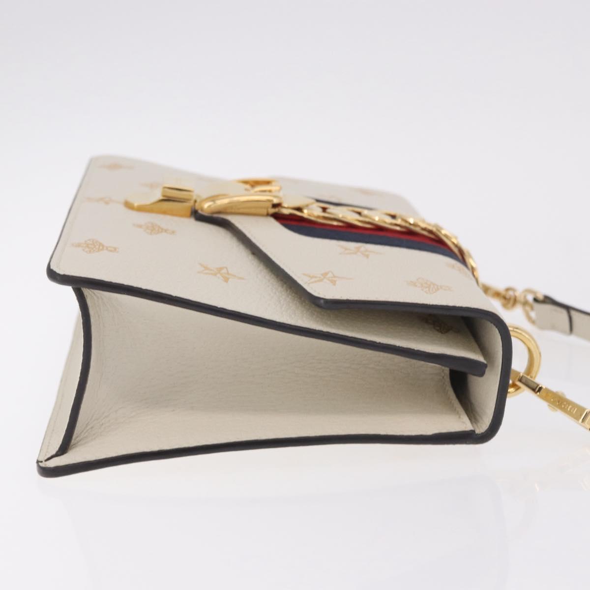 GUCCI Silvi Sherry Line Shoulder Bag Leather Ivory Gold 524405 Auth ka4983M