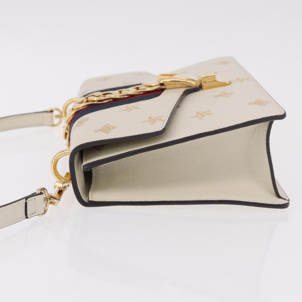 GUCCI Silvi Sherry Line Shoulder Bag Leather Ivory Gold 524405 Auth ka4983M