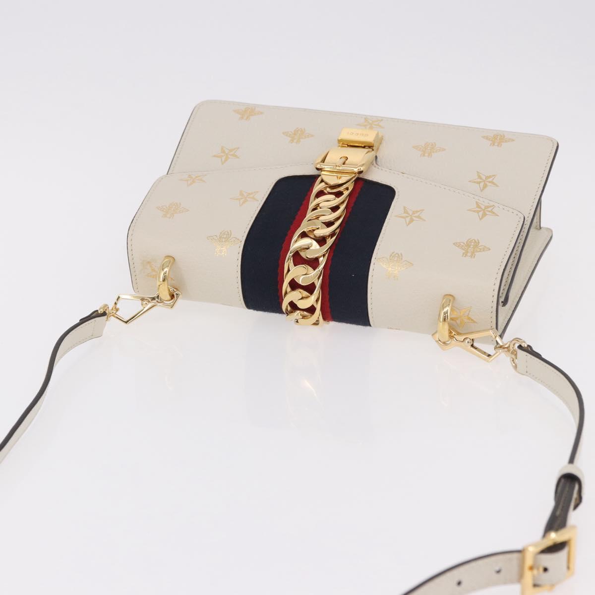 GUCCI Silvi Sherry Line Shoulder Bag Leather Ivory Gold 524405 Auth ka4983M
