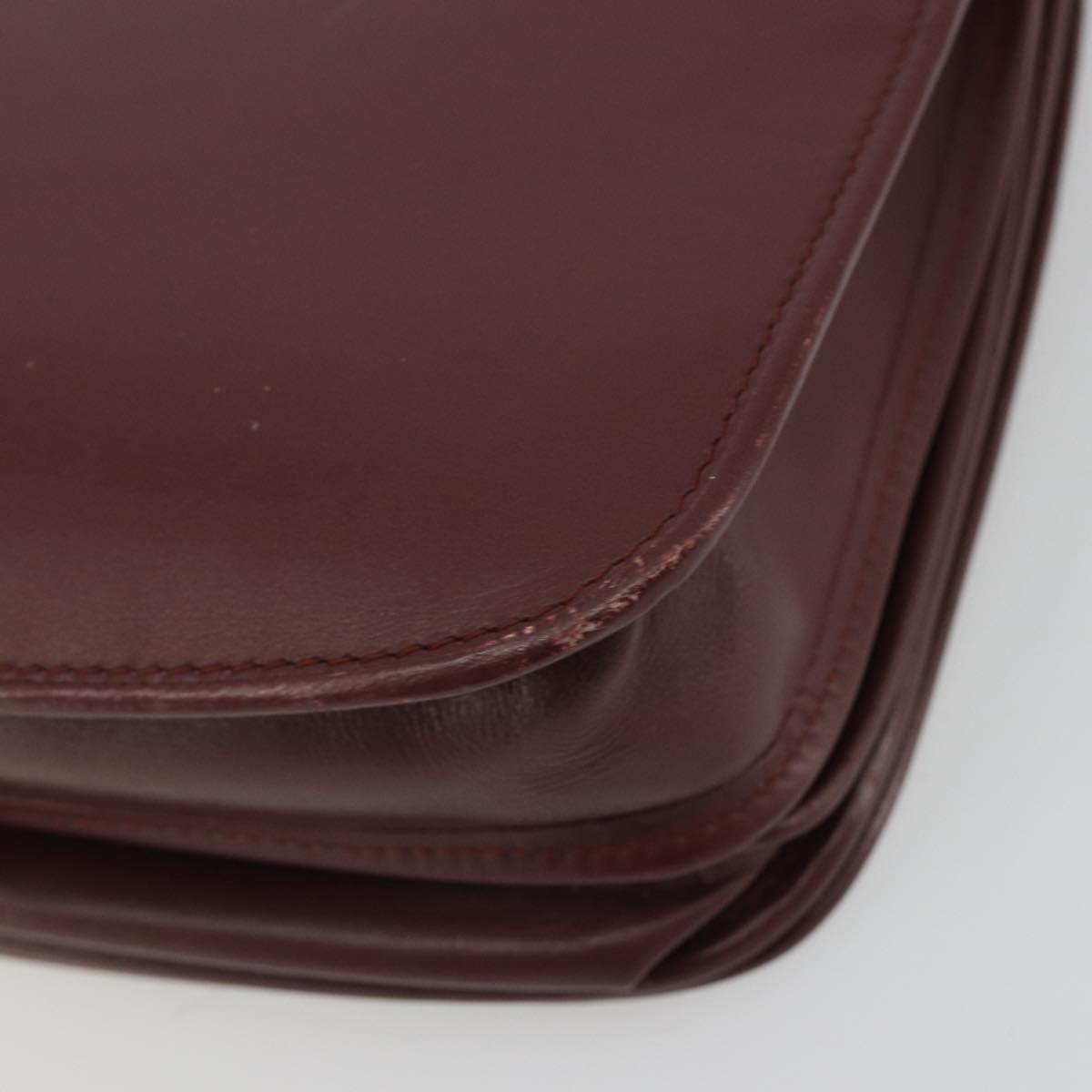 CARTIER Must Line Shoulder Bag Leather Bordeaux Gold Auth ka4985