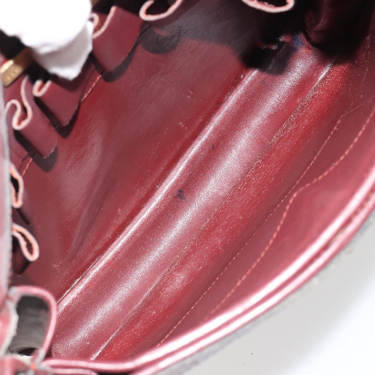 CARTIER Must Line Shoulder Bag Leather Bordeaux Gold Auth ka4985